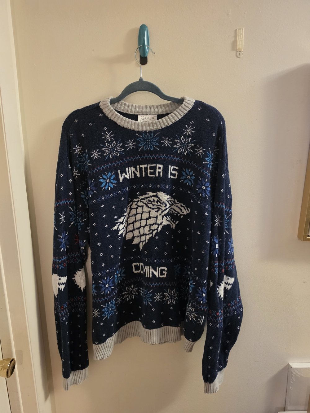 Game of Thrones Men's Navy 'Winter Is Coming' Knit Sweater Size 2x